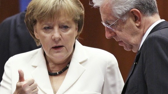 Angela Merkel and Mario Monti