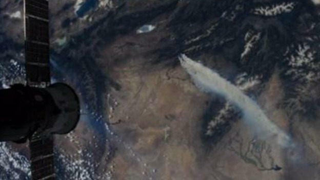 A video camera aboard the International Space Station captured this footage of the wildfires burning in the Western US