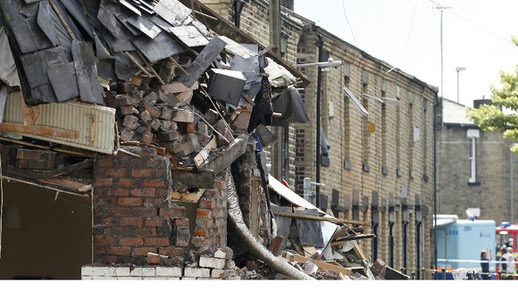 Houses damaged on Buckley Street in the Shaw area of Oldham
