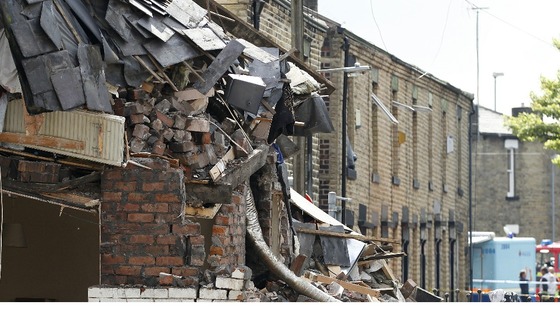 Houses damaged on Buckley Street in the Shaw area of Oldham