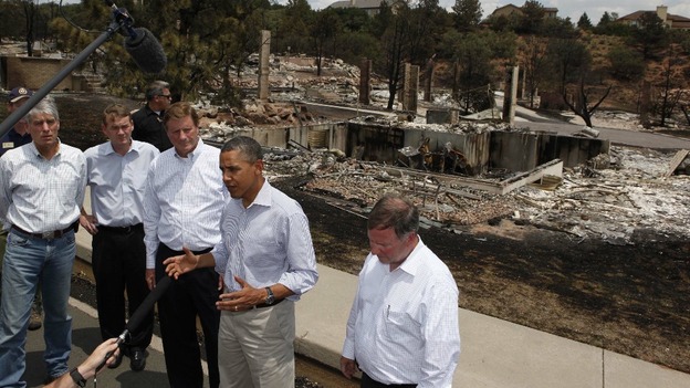 U.S. President Barack Obama during his visit to fire damaged homes in Colorado