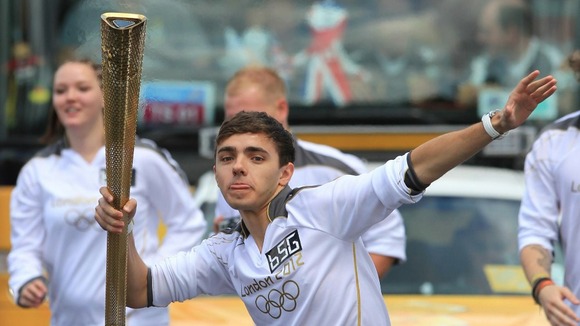 Nathan Sykes of The Wanted carrying the Olympic Flame