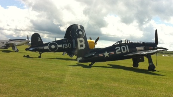 Planes line up at the Flying Legends Air Show