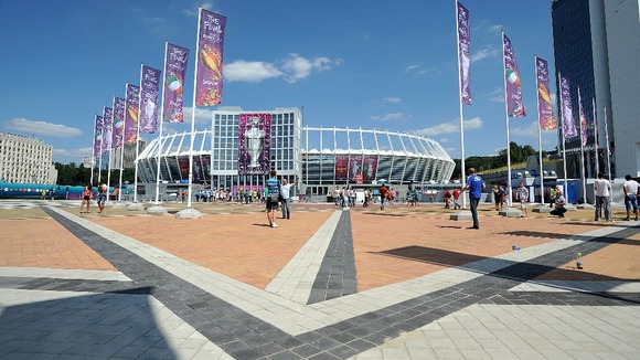 The Olympic Stadium in Kiev prior to kick-off.