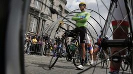 Bradley Wiggins on his bike.
