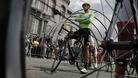 Bradley Wiggins on his bike.