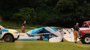 The wreckage just a short distance from the runway 