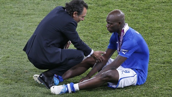 Italy manager Cesare Prandelli with striker Mario Balotelli.