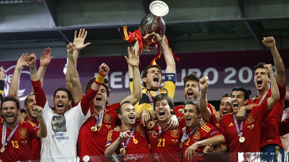 Spain lift the Euro 2012 trophy