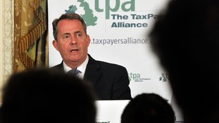 Former defence secretary Liam Fox makes a speech about the future direction of the European Union,