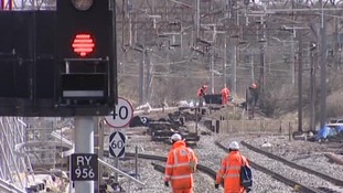 The West Coast Main Line being upgraded in 2008 when the metal and sleepers were stolen