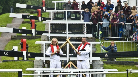 The Olympic flame at Foxton Locks