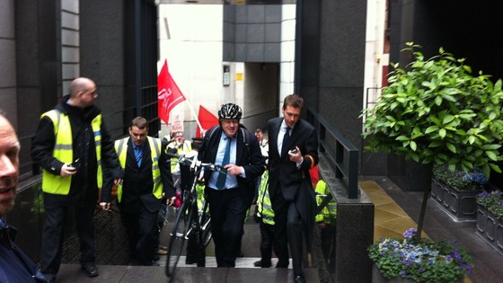 The Mayor of London arrives at 65 Fleet Street.
