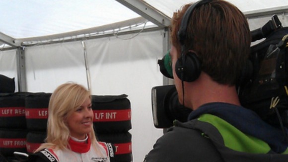 Villota interviewed before taking to the track today.