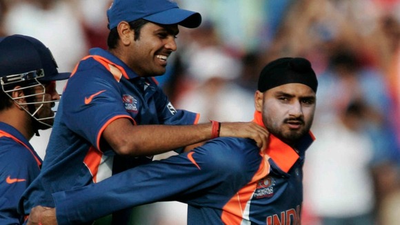 Harbhajan in action for India