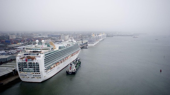 All seven of the P&O Cruises Fleet docked in Southampton Docks