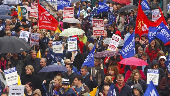 Public sector workers demonstrating