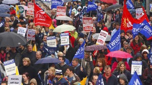 Public sector workers demonstrating