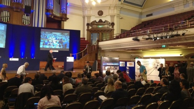 Scientists gather for the announcement from CERN