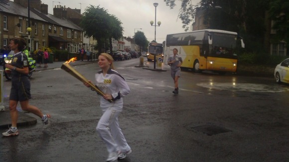 Bob Penhaligon sent us this picture of the torch in Peterborough