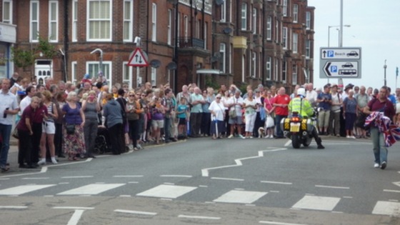 Crowds ready to greet the Olympic Torch in Cromer