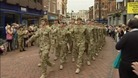 Soldiers from the Mercian regiment march through Derby