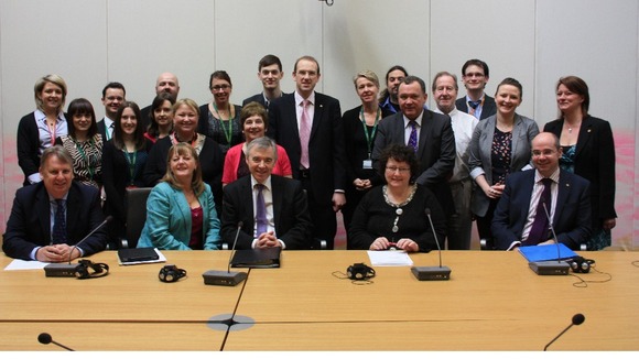 Plaid's leader with his AMs and staff