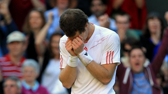 Murray can't contain his emotions after reaching his first Wimbledon final.
