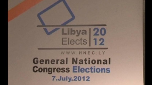 Signage for Libya's General National Congress elections
