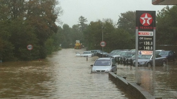 Flooding in Burton Bradstock, West Dorset
