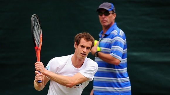 Lendl watches on as Murray practices on Saturday.