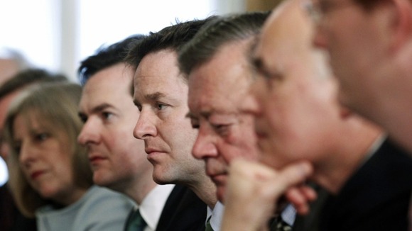 Deputy Prime Minister Nick Clegg at Cabinet meeting