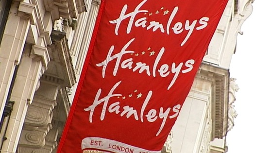 A flag outside Hamleys in Regent Street.