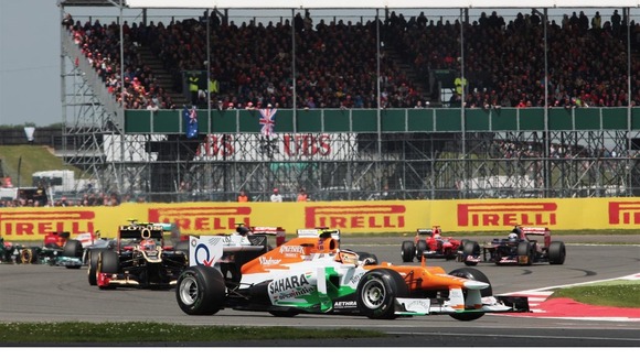 Paul Di Resta driving in the British Grand Prix at Silverstone