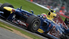 Red Bull Racing Mark Webber on his way to victory during the British Grand Prix at Silverstone Circuit