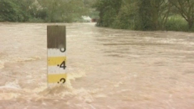 Flooded River Bride at Burton Bradstock, nr Bridport
