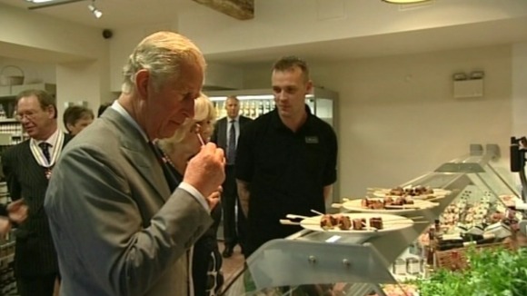 Prince Charles at the Bodnant Welsh Food Centre