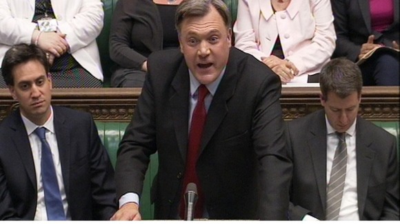 Shadow chancellor Ed Balls talking in the Commons