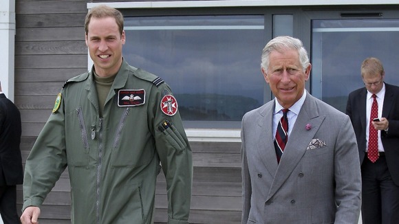 Prince Charles is shown around the RAF Rescue base