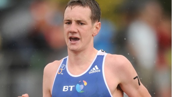 Alistair Brownlee during the running stage of the Dextro Energy Triathlon ITU World Championship Series in Hyde Park in 2011