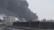 Homs, Syria under fire. 