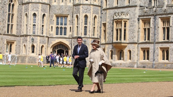 The Queen talks to LOCOG chairman Lord Sebastian Coe.