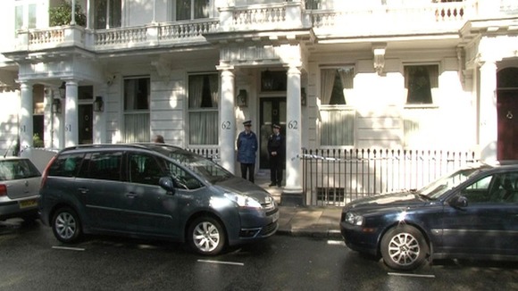 Police at the scene in Cadogan Place.