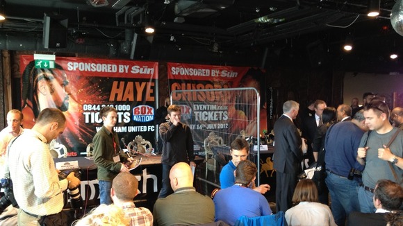 The venue for the Haye Chisora press conference.