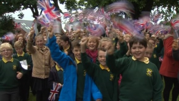 Children waving flags