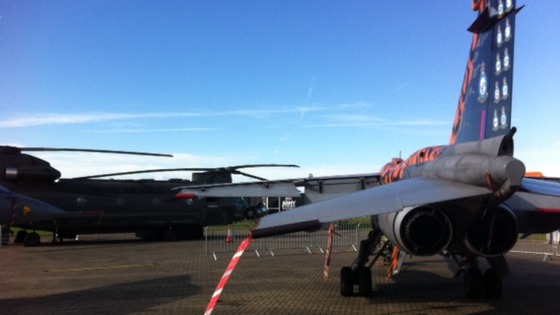 Aircraft on the runway at RAF Cosford for today's Royal visit