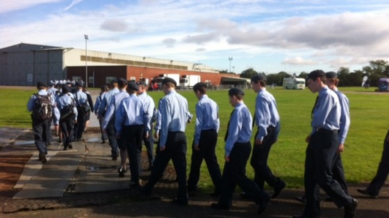 Air Cadets in uniform getting ready for their role in today's visit 