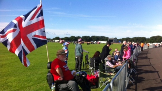 Claiming a good spot to see the Royal couple when they arrive at RAF Cosford at 11:40am