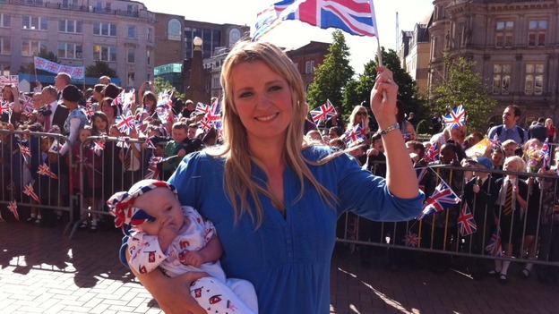 Jubilee baby Alicia with mum Claire o'Shea wait to cheer the Queen