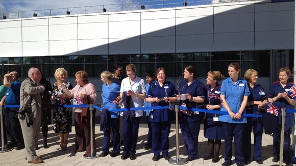 Hospital staff ready to greet the Royal Party when it arrives